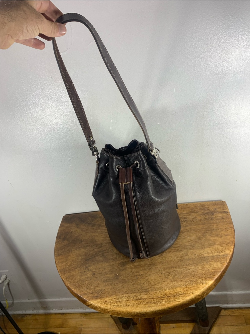 Vintage Rugby Leather bucket bag